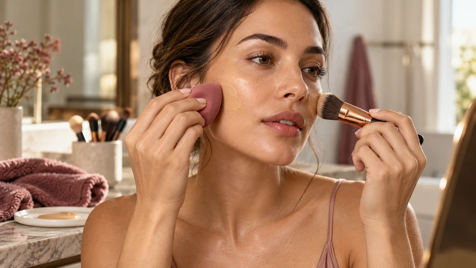 Work in sections before product begins to set — Makeup Sponge vs. Brush: Which Tool Works Better for Your Base?