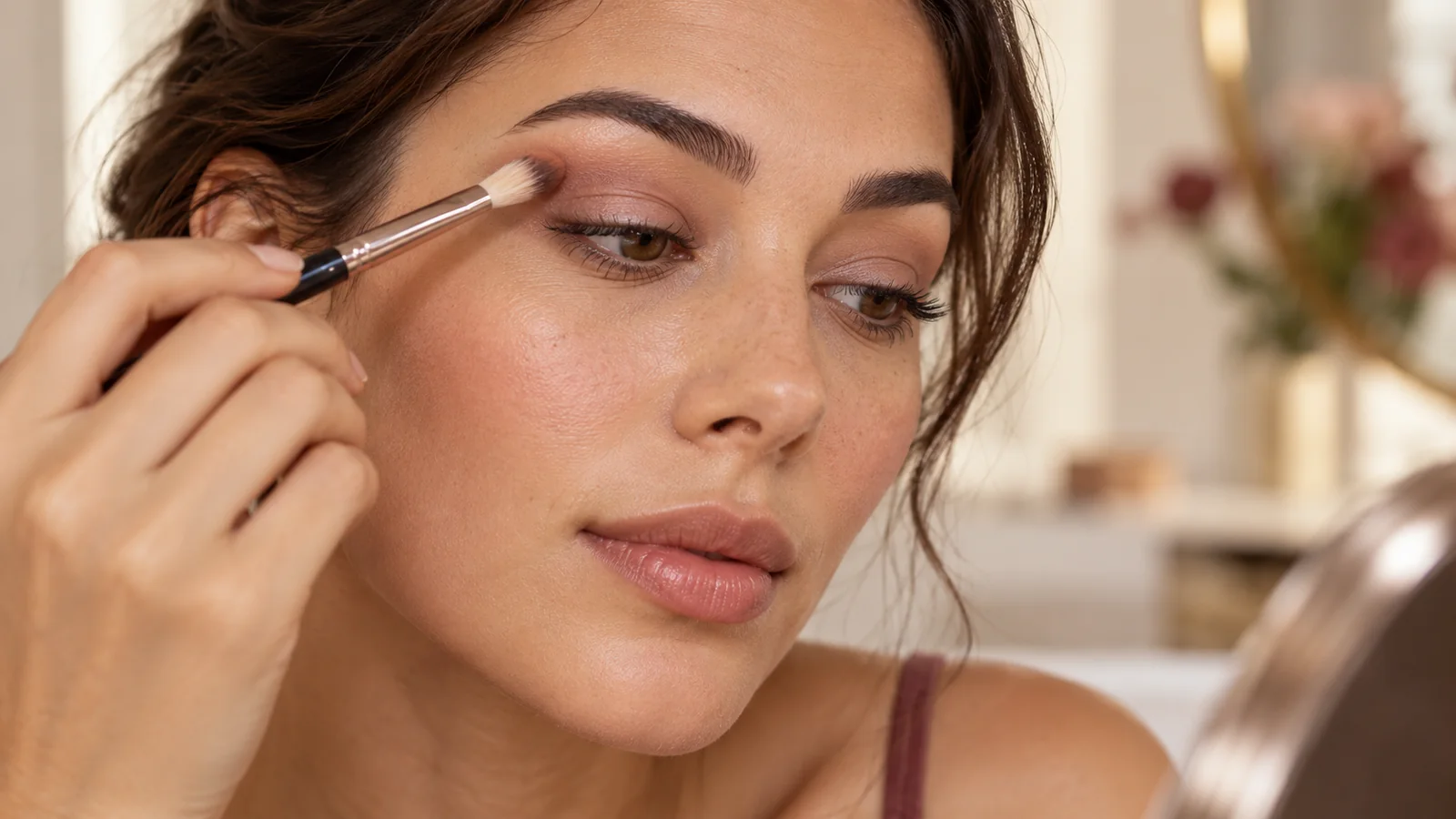 Build transition color slightly above the natural crease — Eye Makeup for Hooded Eyes: Placement That Stays Visible