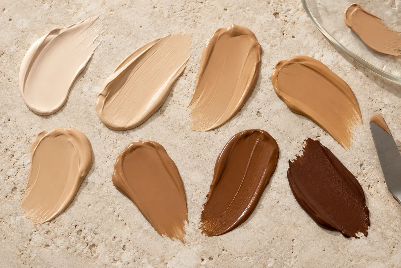 Inclusive liquid foundation texture swatches