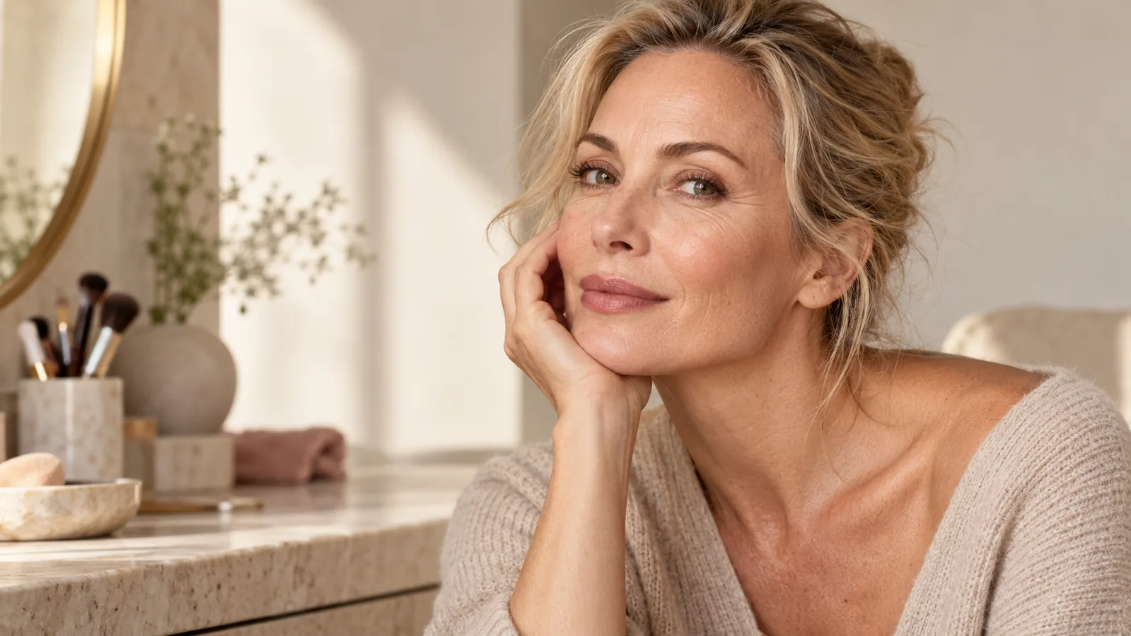 Foundation makeup after 40 with a natural luminous finish